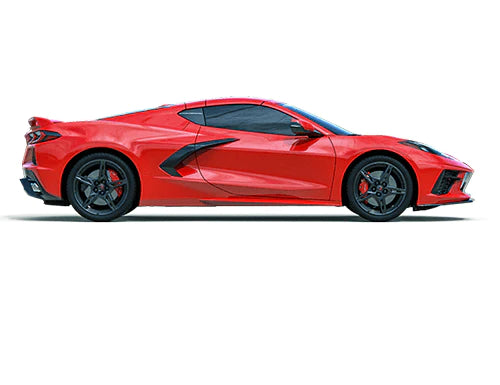 A red C8 Corvette Stingray 