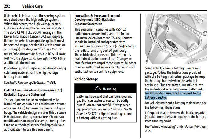 Chargeur de batterie / annexe Corvette