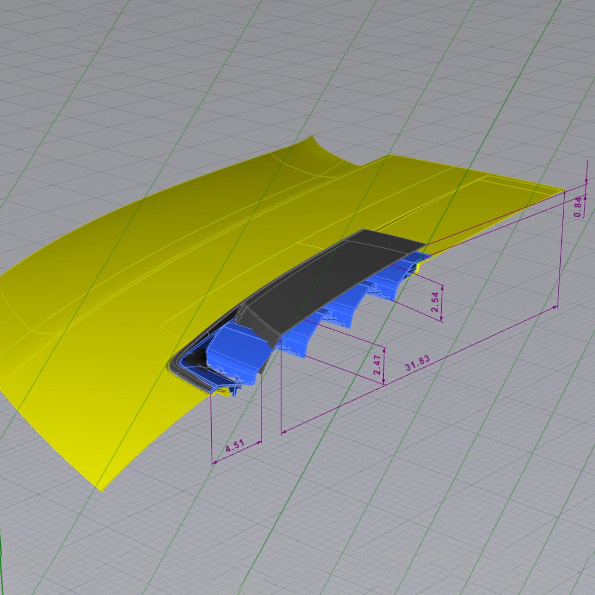 ACS Composite TLE Hood Insert in Primer for Camaro 2014-2015 SS, SKU 46-4-011 PRM. Upgrade your Camaro with enhanced heat extraction and supercharger compatibility.