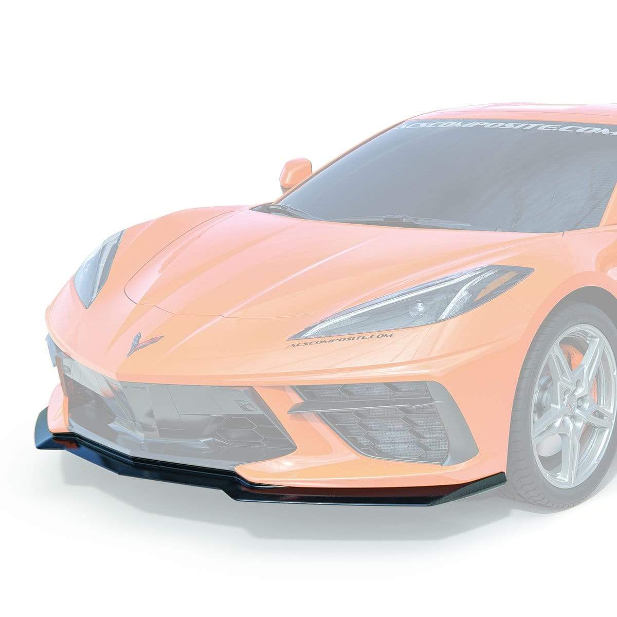 ACS Composite 1VM Splitter in Carbon Flash Black for C8 Corvette Stingray. Single-piece PC Composite construction with winglet-delete design. SKU: 50-4-021.