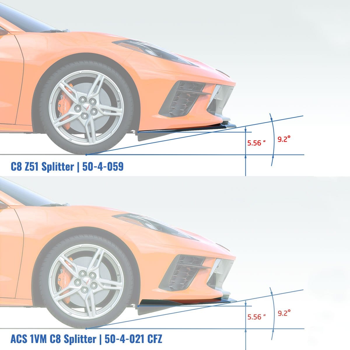 ACS Composite C8 1VM Splitter in Carbon Flash Black (SKU nan) for Corvette Stingray with no winglet, made of PC Composite.