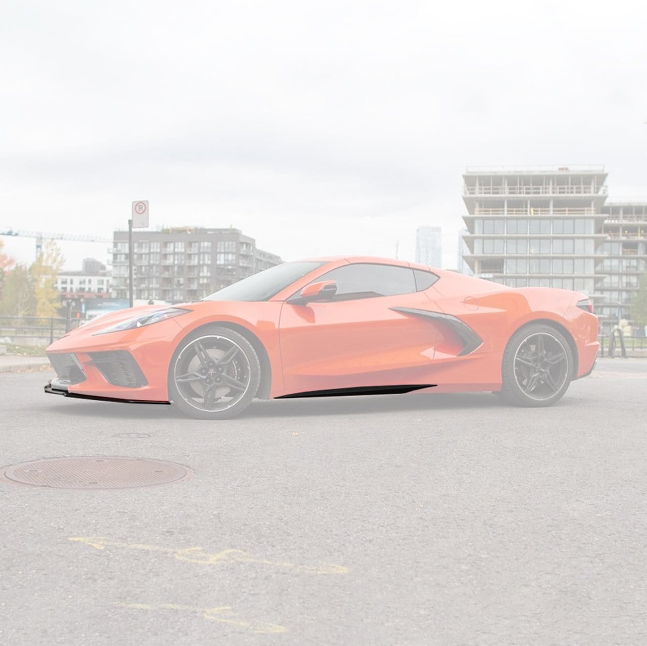 ACS Composite C8 Corvette Z51 Front Splitter in Textured Black finish, SKU 50-4-059-TXT. Easy to install, scratch-resistant, high ground clearance.
