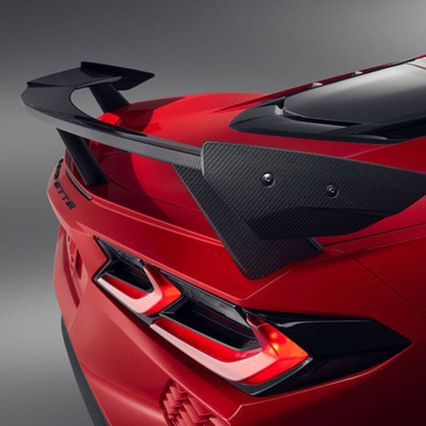 ACS Composite C8 Visible Carbon Fiber High Wing Spoiler, SKU nan, enhances aerodynamics and traction of Corvette C8.