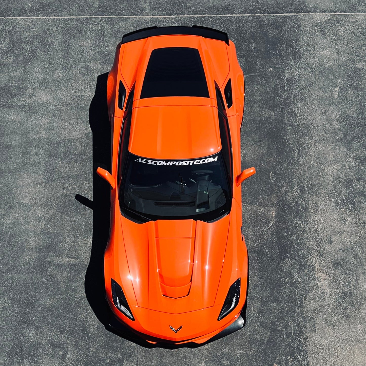 ACS Composite C7-ZR1 Hood for Chevrolet Corvette C7, SKU 45-4-203, with vented extractor system for improved cooling capacity.