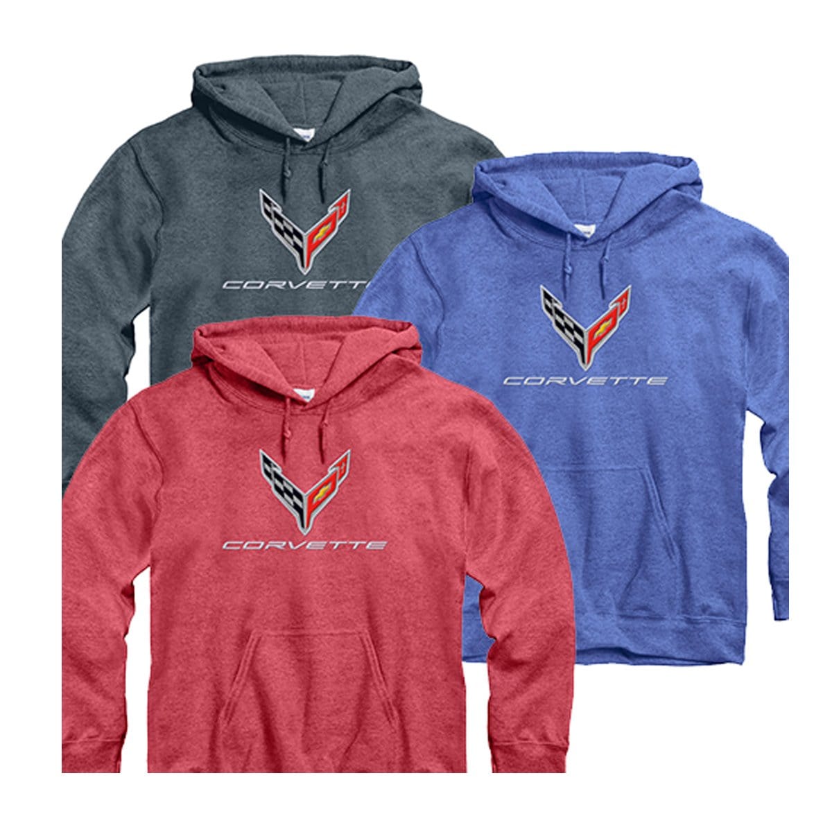 C8 Corvette Hoody in black with appliqué logo and embroidered text, SKU 892-S-B