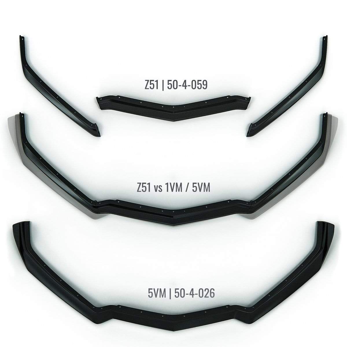 ACS Composite C8 1VM Splitter in Carbon Flash Black for Corvette Stingray with SKU nan - Front view of car with black splitter.