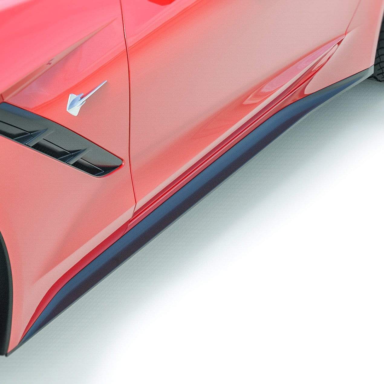 ACS Zero1 Side Rockers for C7 Corvette Stingray in Carbon Flash Metallic Black, made from OEM-validated RTM composite material. SKU: 45-4-001CFZ.