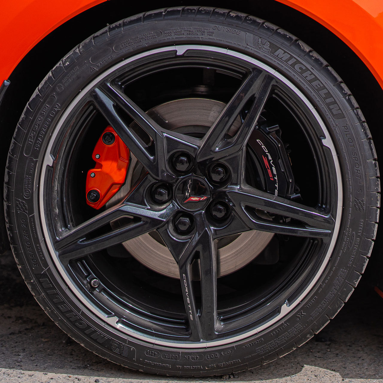 C8 CFZ PC Black Wheel Lug Nut Covers