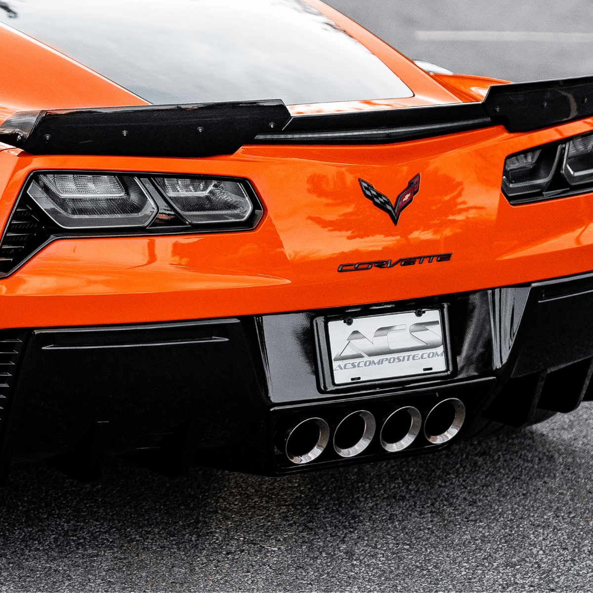 Carbon Flash Black Corvette License Plate Frame with SKU 45-4-244 by ACS Composite for C7 and C8 Corvettes