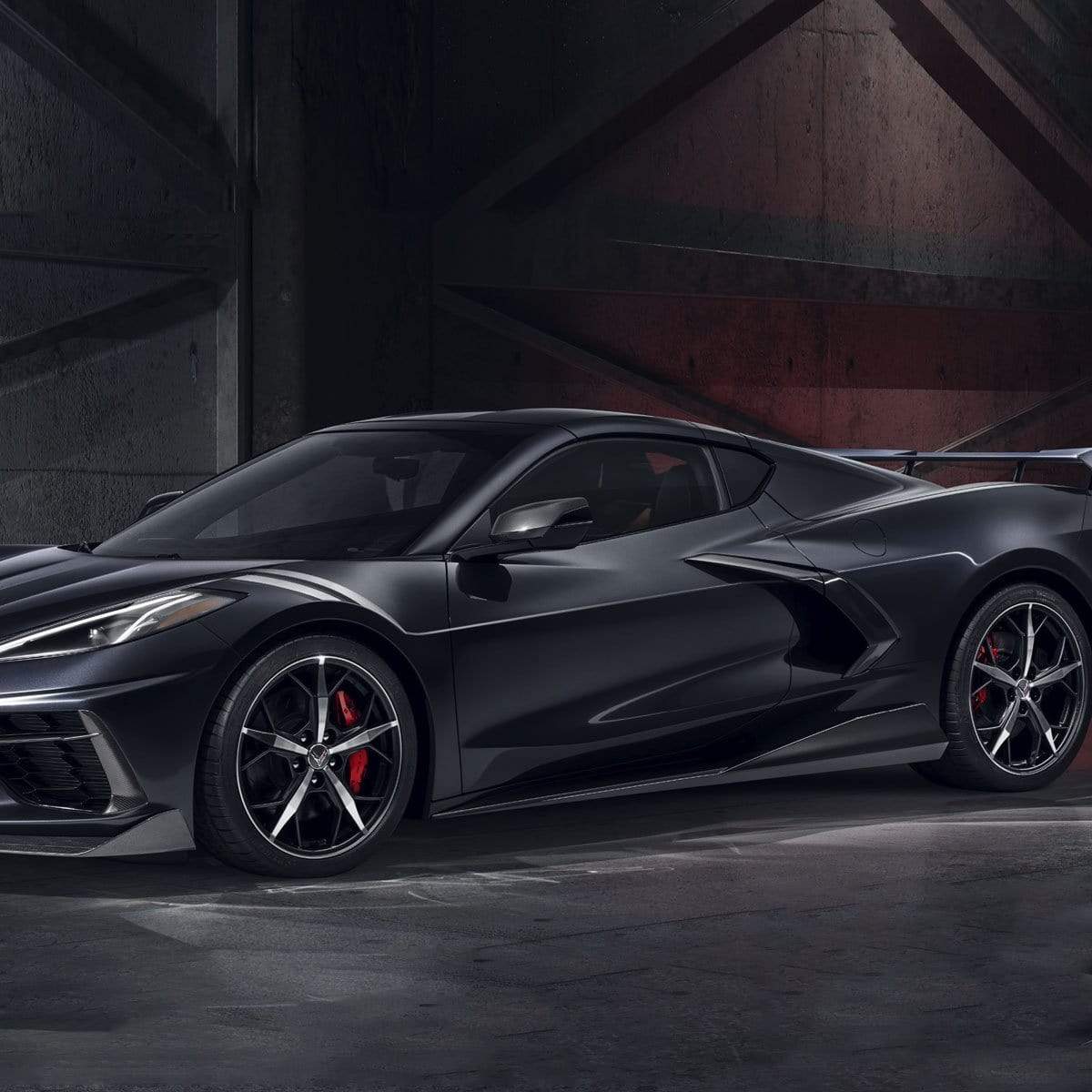 ACS Composite C8 Visible Carbon Fiber 5VM Package (SKU nan) for Corvette Stingray - Front Splitter and Side Rockers with integrated winglets for improved airflow and performance.