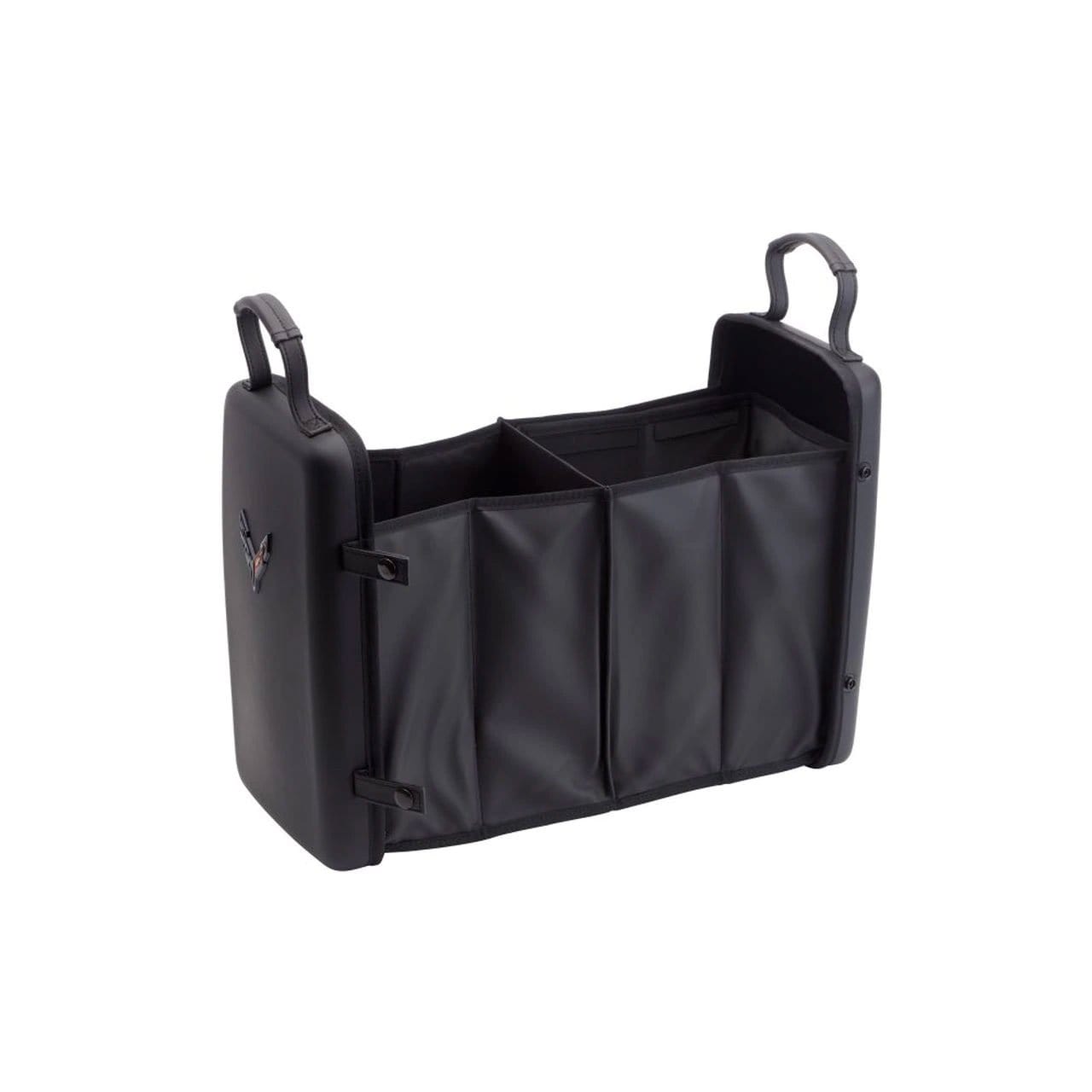 Chevrolet Collapsible Cargo Organizer for C8 Corvette Frunk [50-4-077]: Briefcase-style design with snap closures for easy storage and transportation.