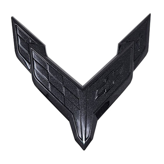 C8 Dark Stealth Crossed Flags Emblem in Carbon Flash Black for Corvette [50-4-140] by ACS Composite - Genuine GM Part, Easy Installation.