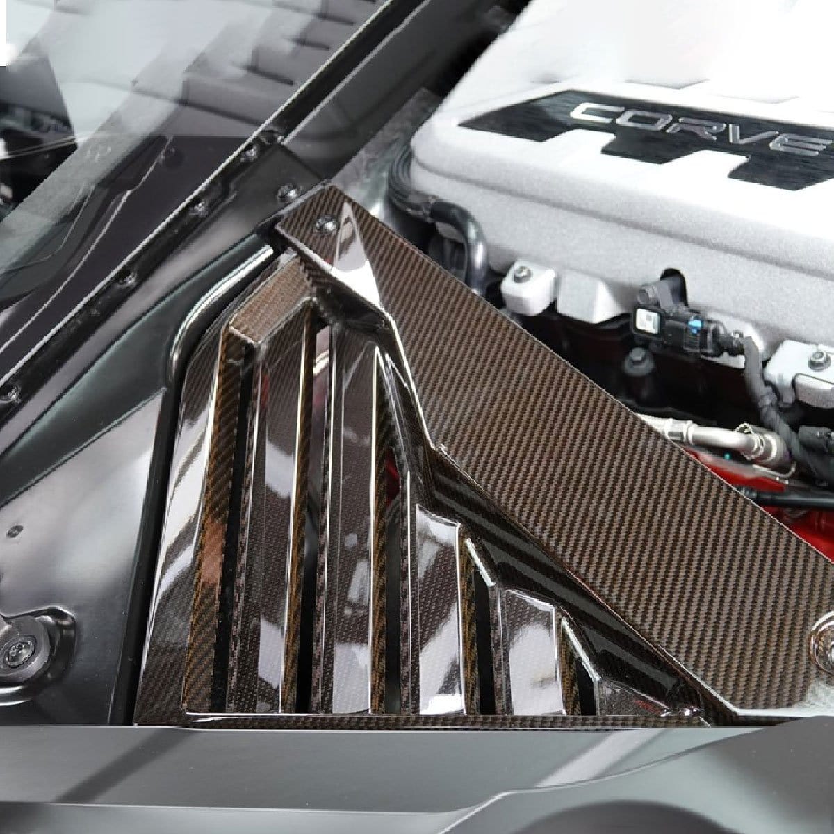 Carbon Fiber Louvered Engine Bay Panels for C8 Corvette | ACS Composite | SKU nan.