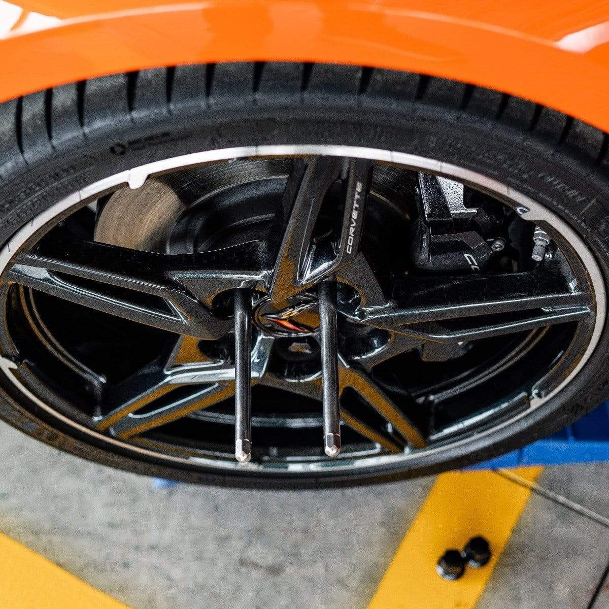 ACS Composite C8 Wheel Stud Extenders (SKU nan) for safe wheel removal on Corvette. Stainless steel, 200mm long, set of 2.