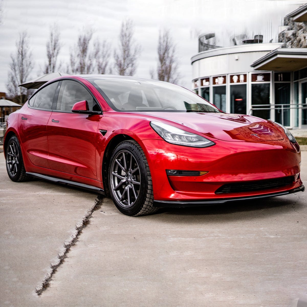 ACS Composite Gloss Black Tesla Model 3 Rockers [51-4-007]GBA - Front View Splitter Rocker M3 Tesla