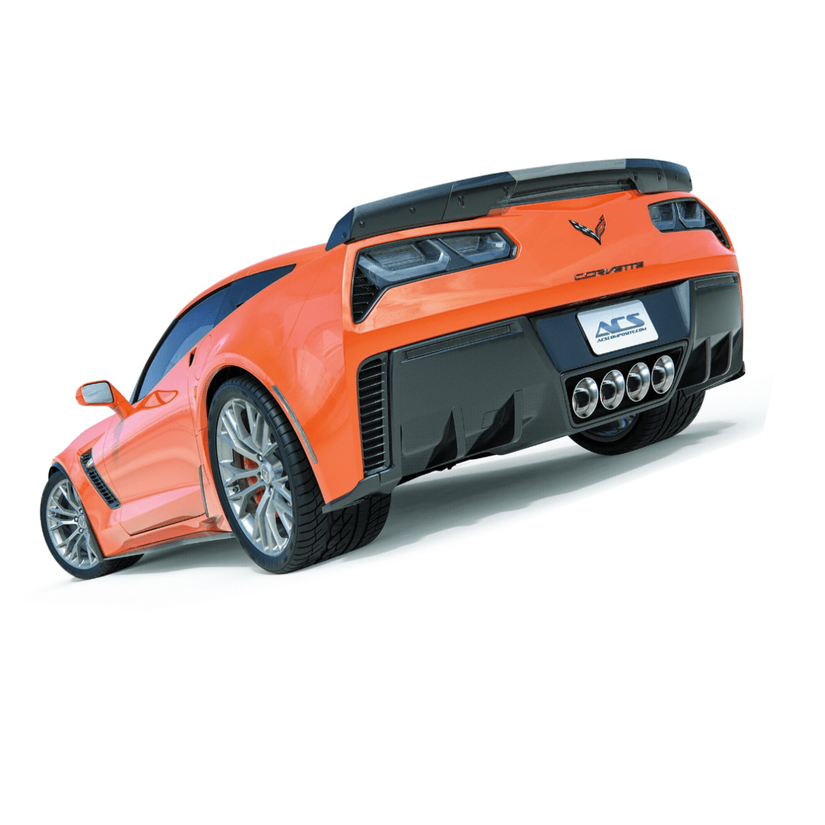 ACS Composite Rear Diffuser Fins in Carbon Flash Black for C7 Corvette (45-4-097 CFZ) - 2x2 fins to enhance airflow and aerodynamics.