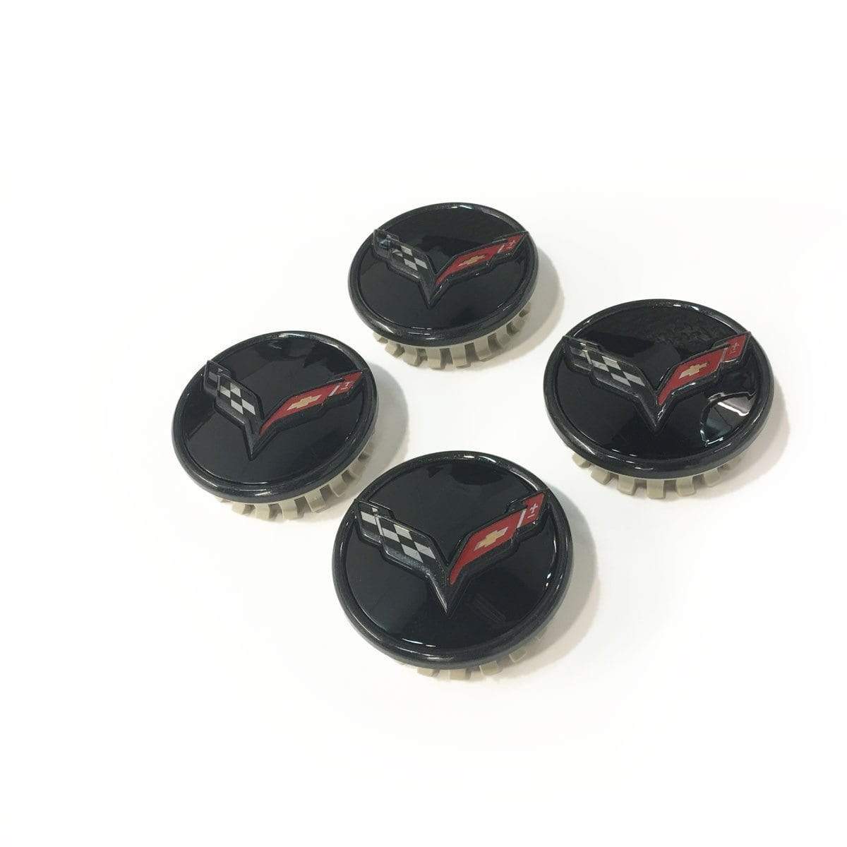 Black Wheel Center Caps and Lug Nuts for C7 Corvette | Carbon Flash Black Trim Ring | ACS Composite | SKU 45-4-175/45-4-176
