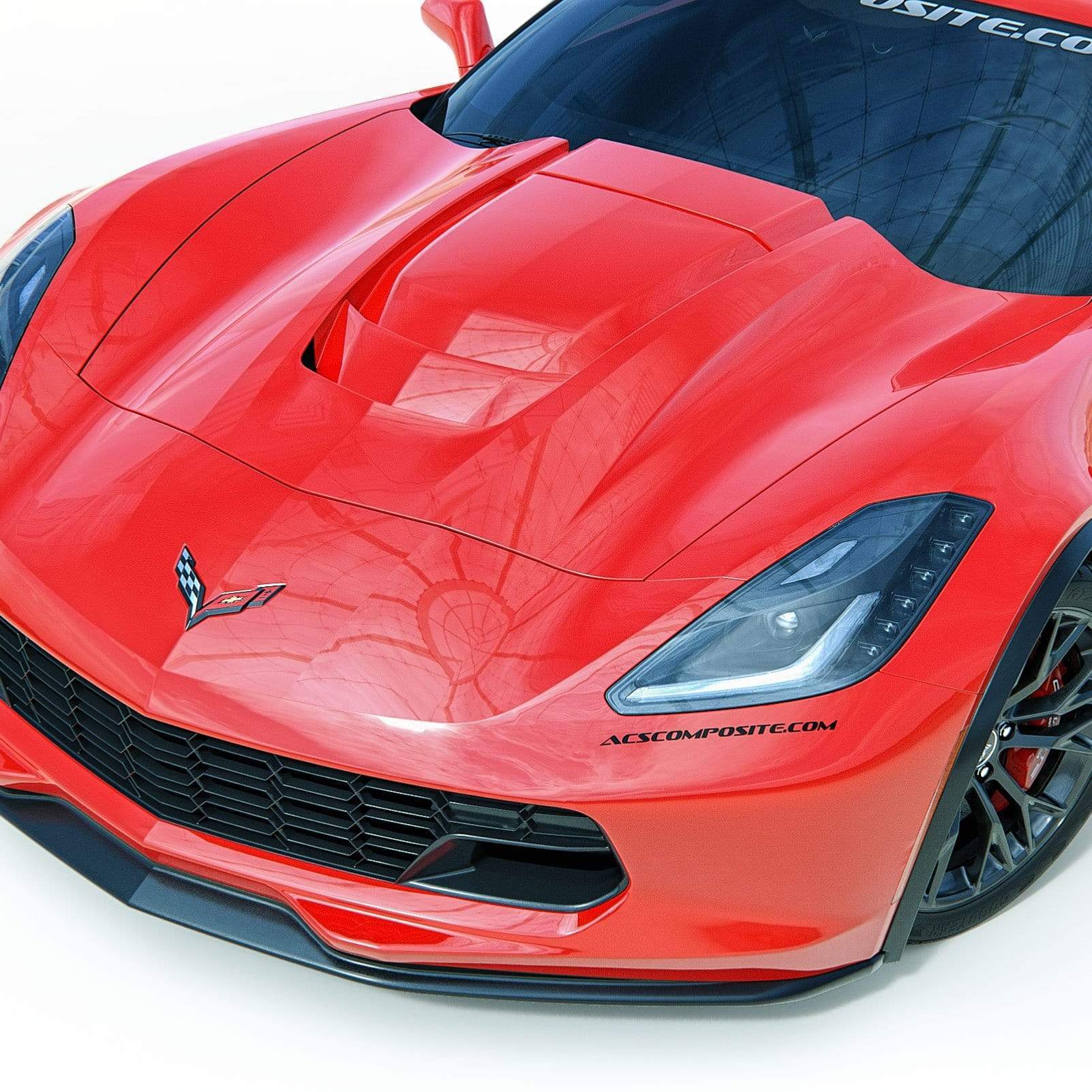 ACS Composite C7-ZR1 Hood for Chevrolet Corvette C7, SKU 45-4-203, in Fiber-Reinforced Polymer (FRP) with vented extractor system.