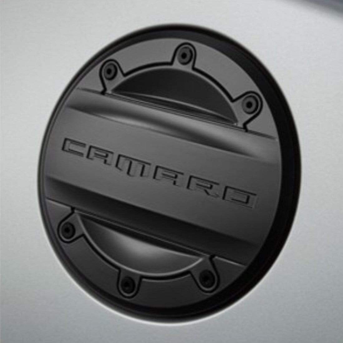 Black Fuel Door Cap with Camaro Encryption for Camaro 2016+ ZL1, SS, & LT LS I4 | ACS Composite | 48-4-095