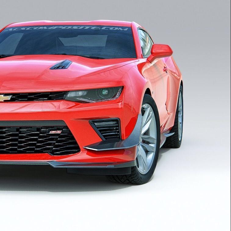 ACS Composite SS Canards for Camaro 2016-2018 in Gloss and 1LE Black finish, SKU 48-4-085, generating downforce for improved grip and faster cornering.