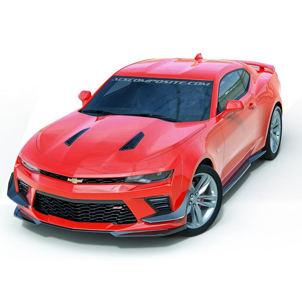 ACS Composite SS Canards for Camaro 2016-2018 in Gloss & 1LE Black finish, SKU 48-4-085, generating downforce for improved grip and faster cornering.