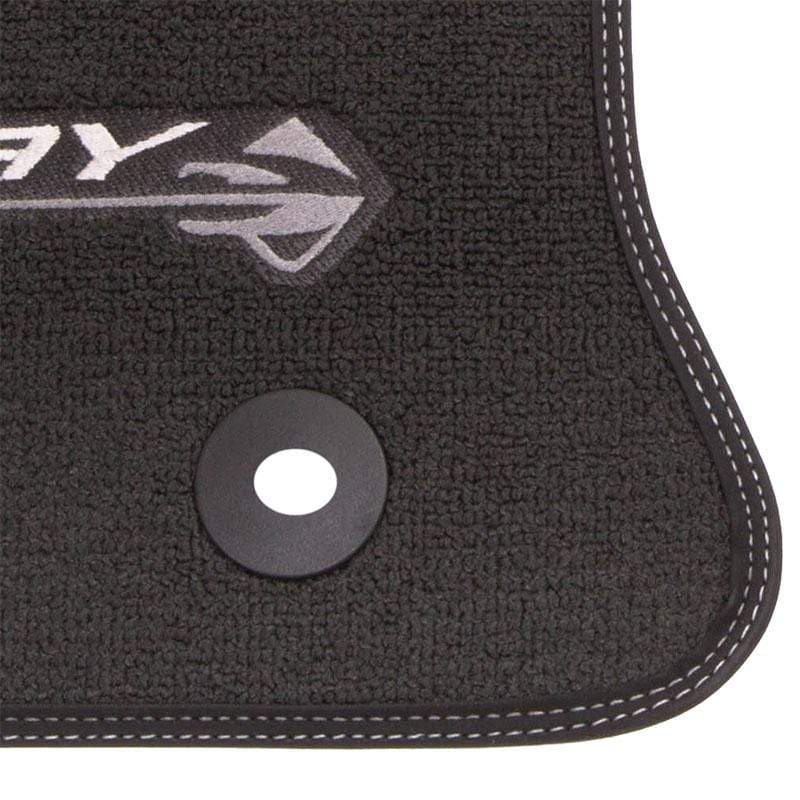 Jet Black Premium Carpet Floor Mats with Stingray Logo and Gray Stitching for C7 Corvette [45-4-229|45-4-230] - Genuine Chevrolet Accessory