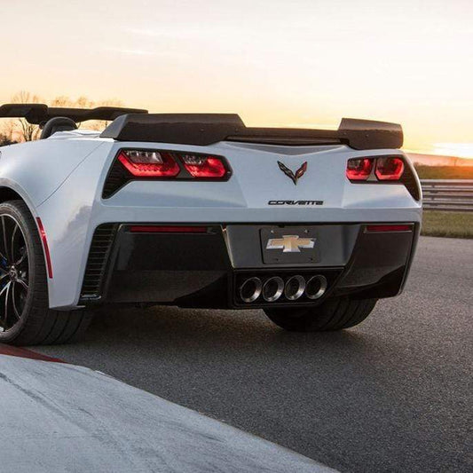 Carbon fiber Z06 spoiler for C7 Corvette with Stage 2/3 compatibility, SKU 45-8-025. Upgrade your Corvette's performance and style.