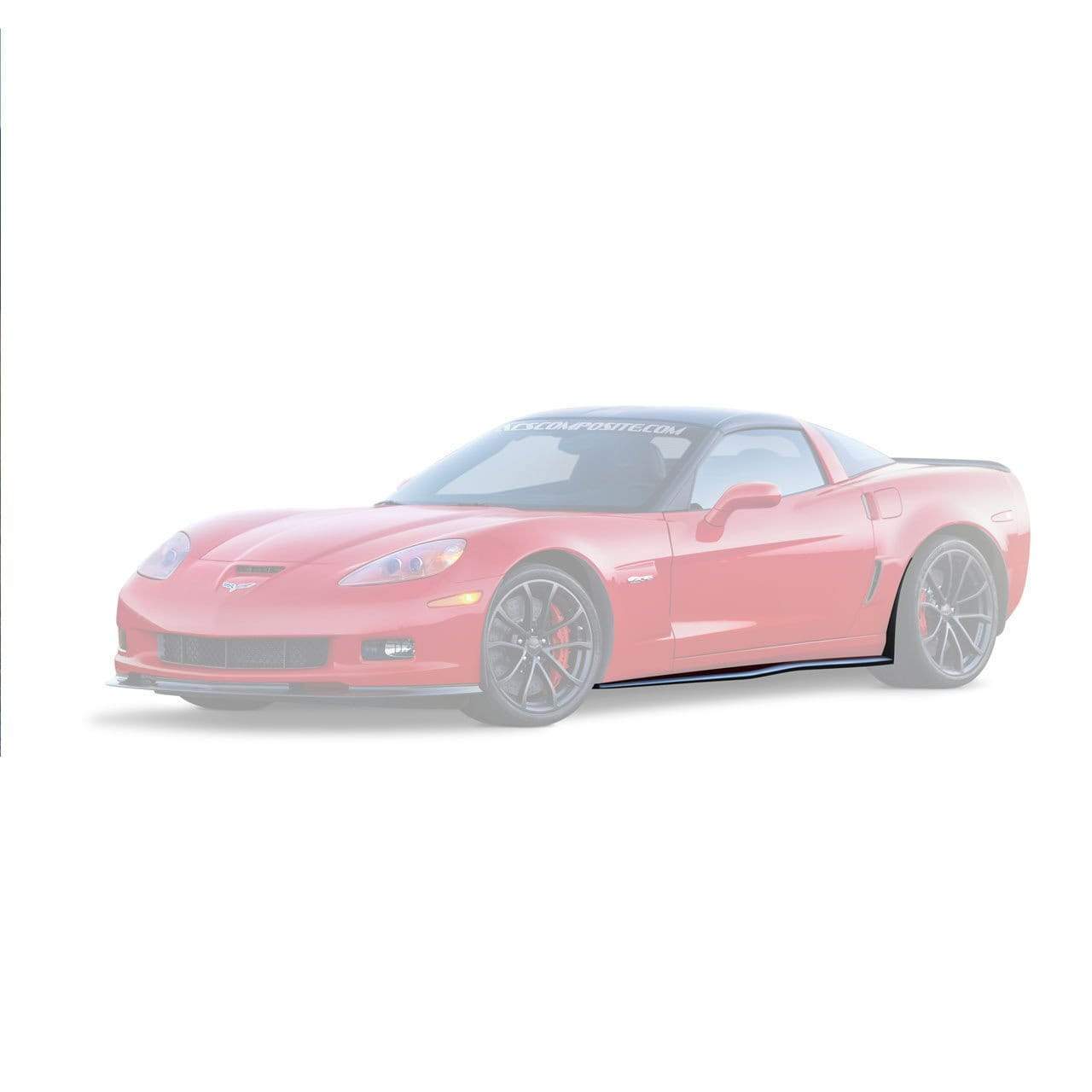 ACS Composite Zero6 Side Rockers in Black Primer for C6 Corvette (SKU: 27-4-043 CFZ) with Rear Deflectors (SKU: 27-4-027) - Enhanced Downforce and Paint Protection